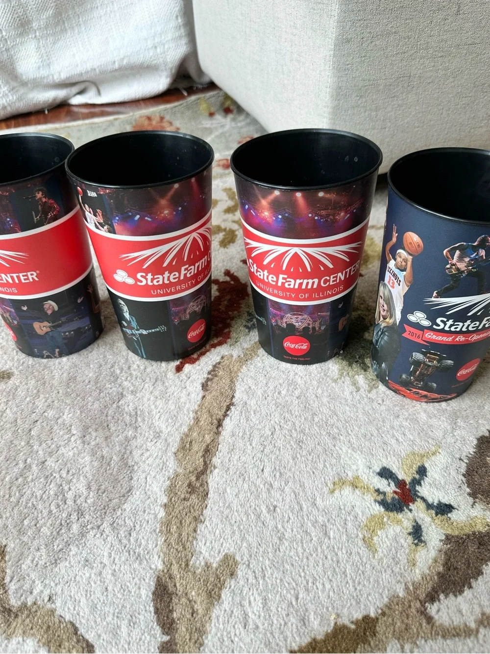 Vintage University Of Illinois Fighting Illini Basketball Plastic Cups Lot Of 4